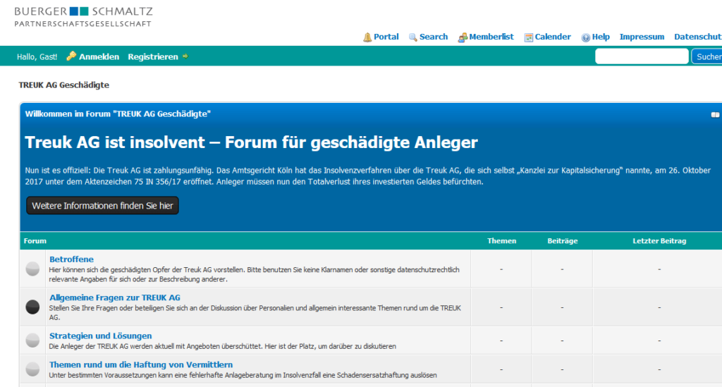 Im Forum geht es auch um den Verein Ratgeber für Finanzen