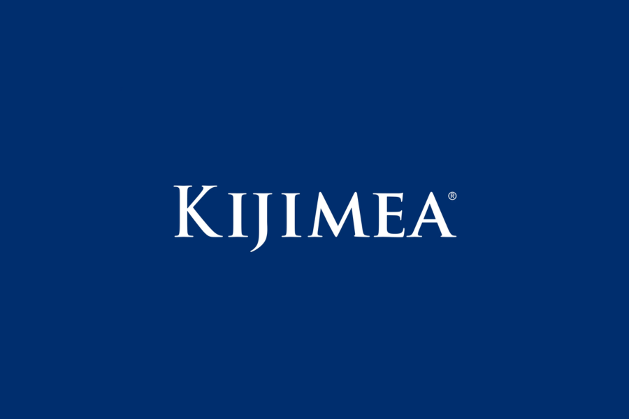 Kijimea Logo auf dunkelblauem Hintergrund