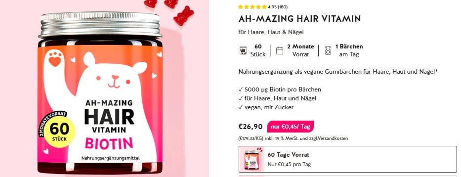 Bears with Benefits Erfahrungen: AH-Mazing Hair Vitamin Produktfoto und Beschreibung