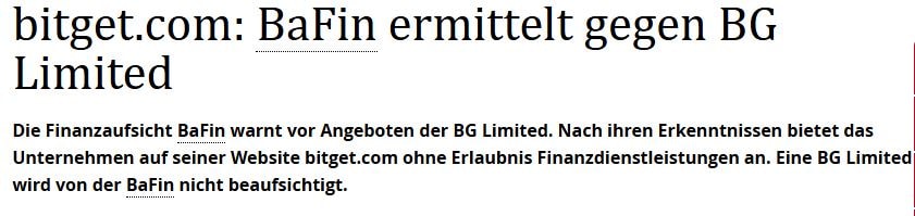 Bitget Erfahrung: BaFin ermittelt gegen BG Limited