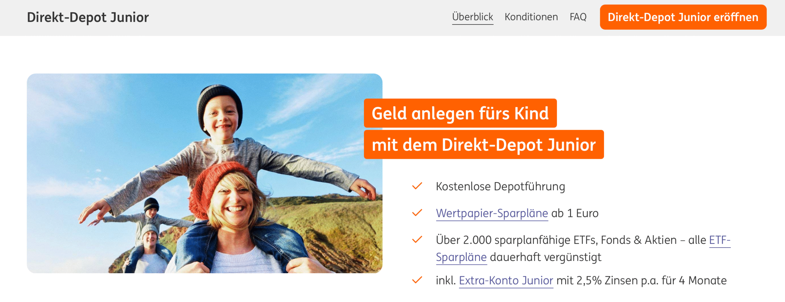ING Junior Depot Berlin Webseite