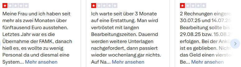 Drei negative Erfahrungsberichte zu Inter Versicherung.