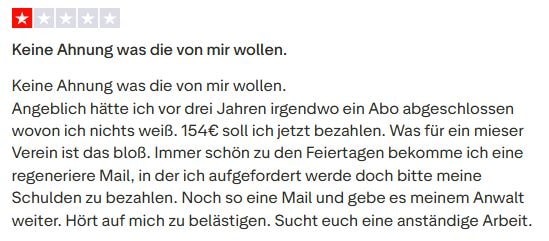 Novalnet AG seriös? negative Trustpilot Bewertung