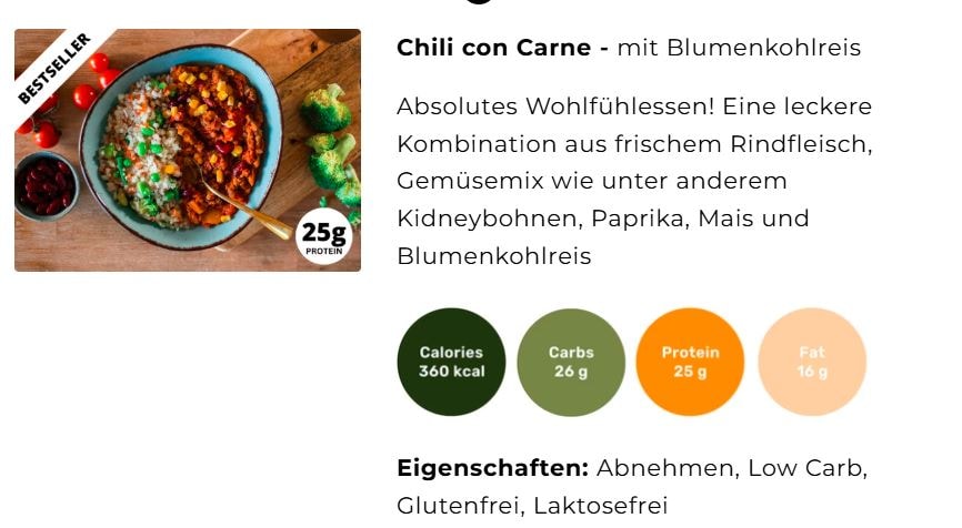 Prep My Meal Erfahrungen: Gerichte