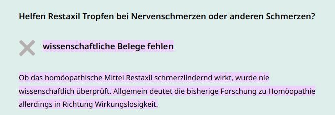 Restaxil Warnung: wissenschaftliche Belege fehlen