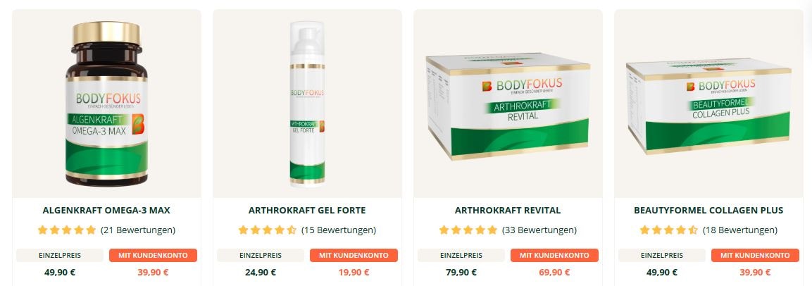 BodyFokus unseriös: Produkte