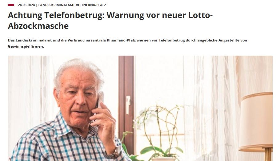 Lotto-Abzockmasche Telefonbetrug