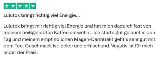 Positive Lulutox Trustpilot-Bewertung