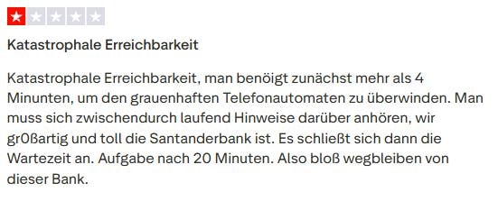 Santander Bank Erfahrungen negative Bewertung