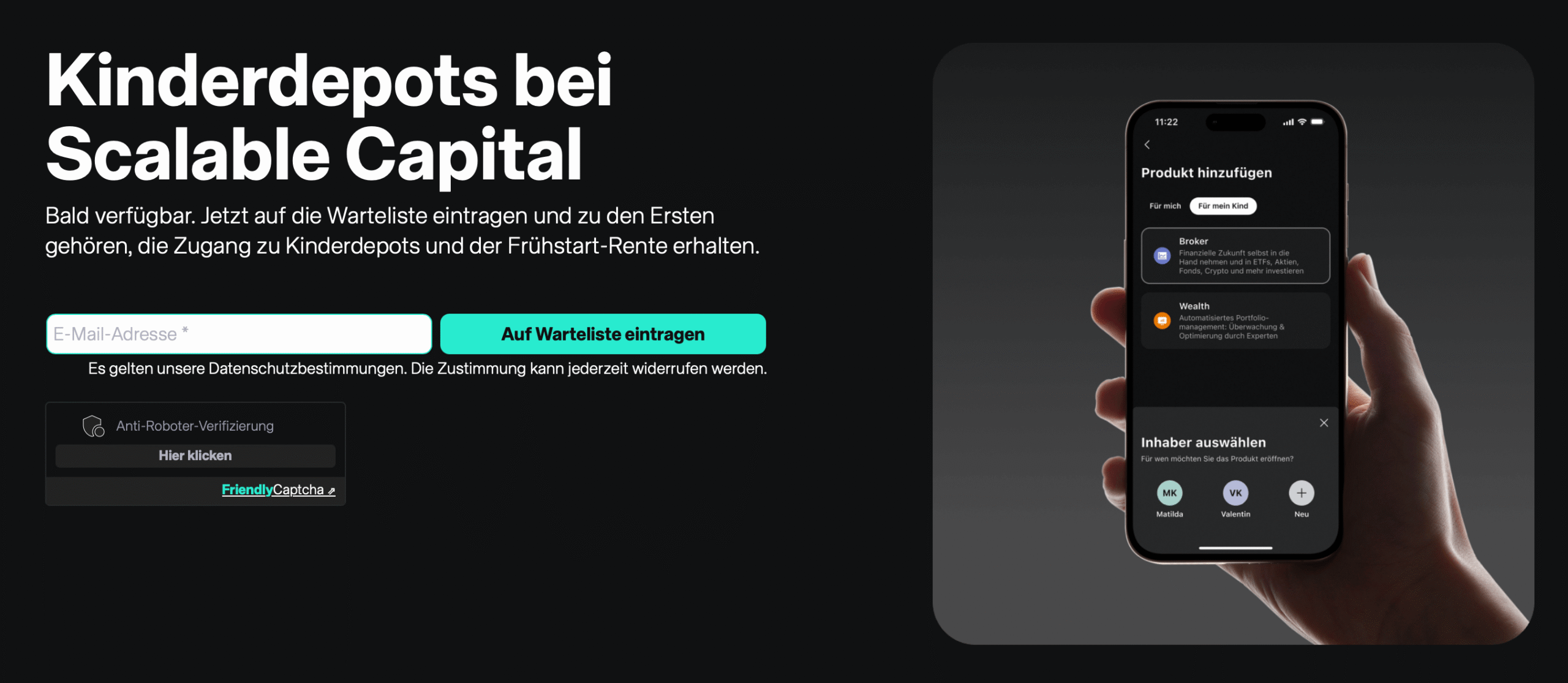 Scalable Capital Kinderdepot Webseite