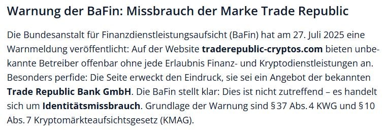 Trade Republic Erfahrung Warnung Bafin